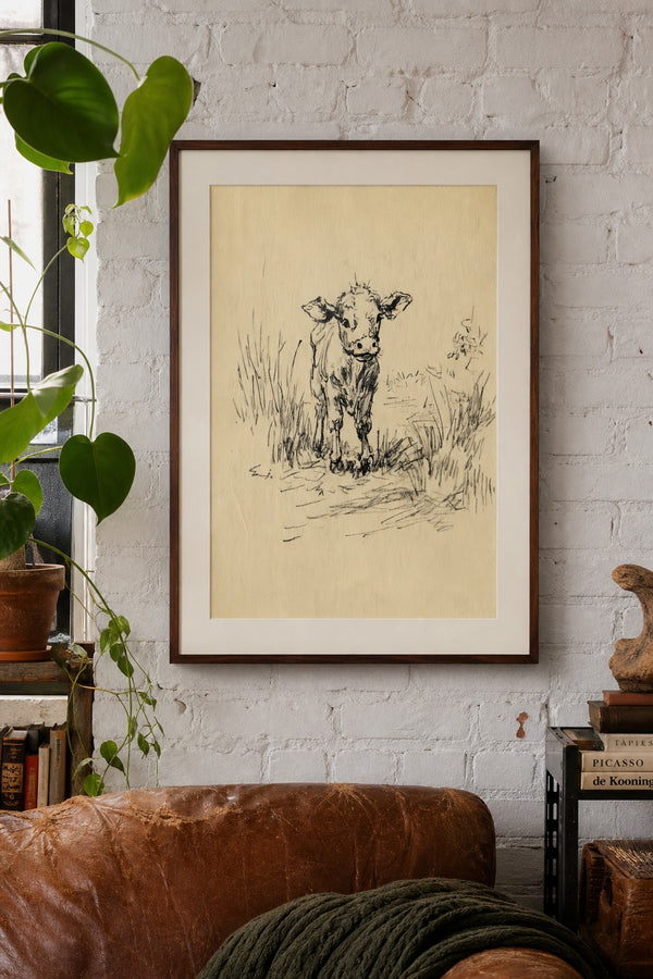 Little Calf art print on white background