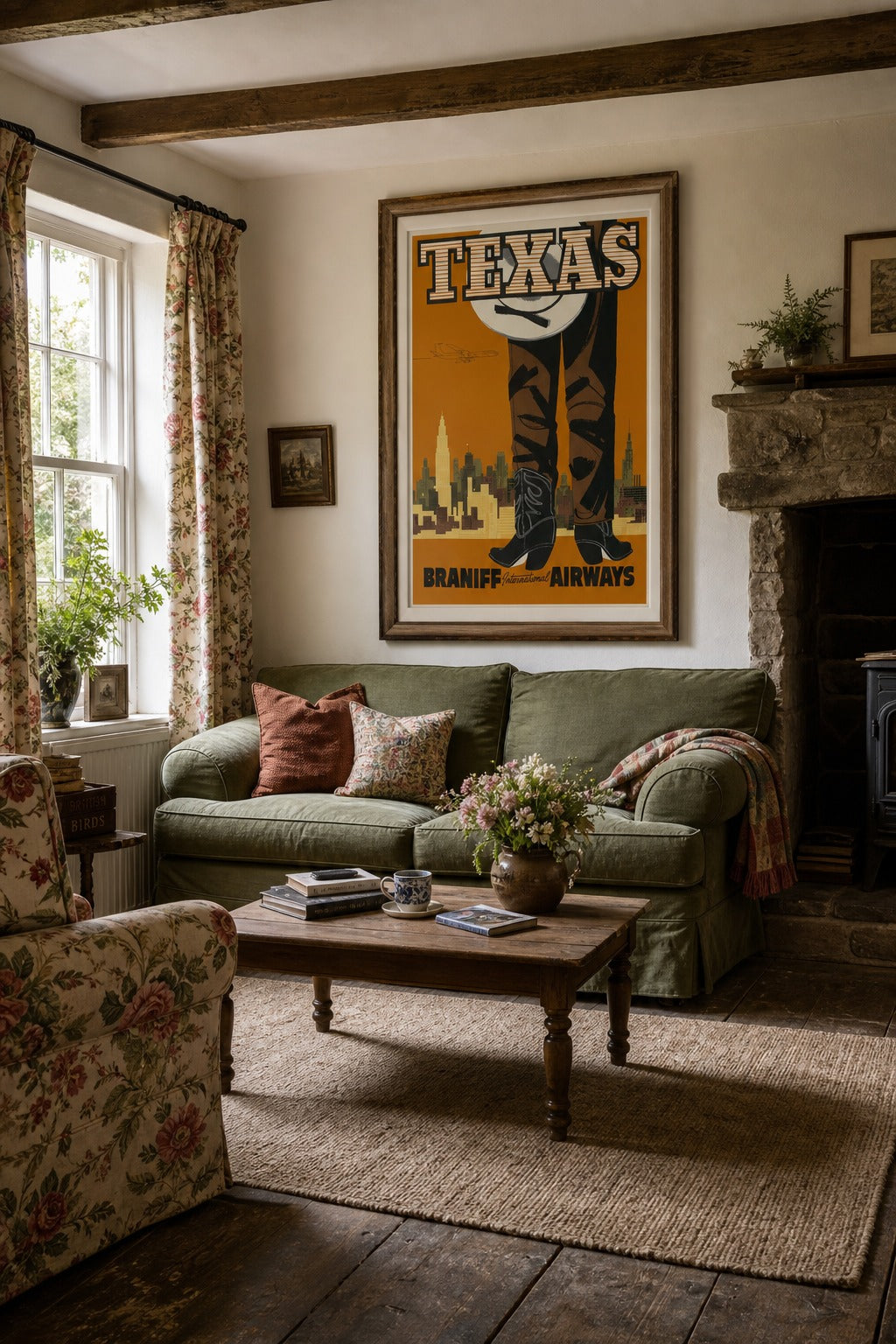 Lone Star art print shown to scale on a wall
