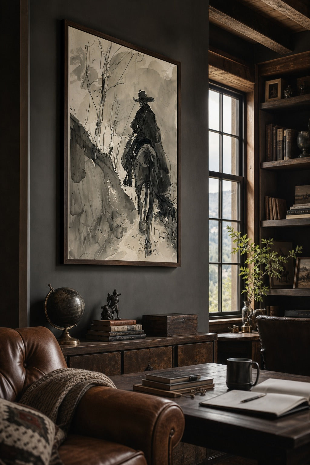 Lone Trail art print, angled perspective view