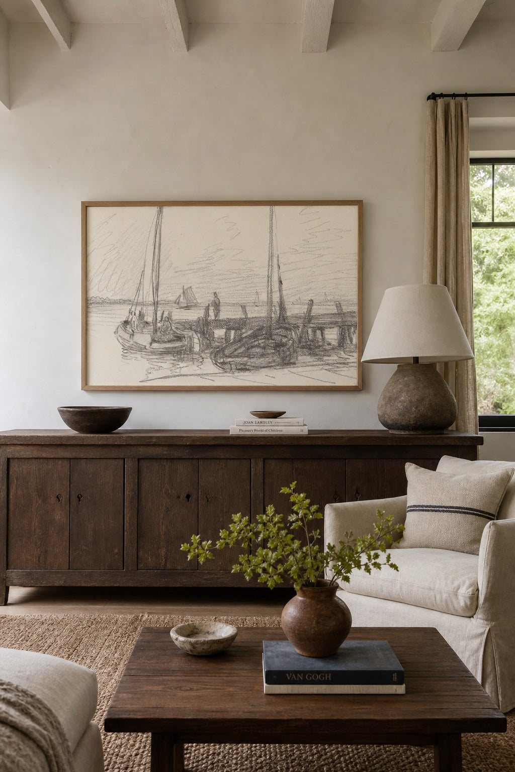 Low Tide art print shown to scale on a wall