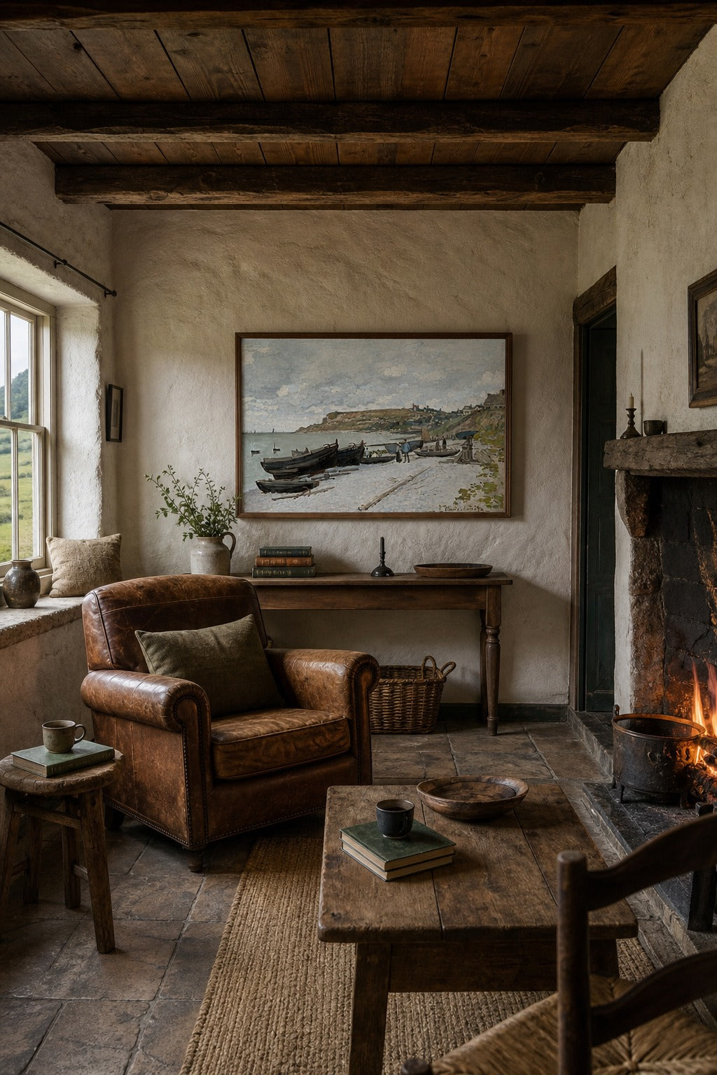 Low Tide art print displayed in a modern interior