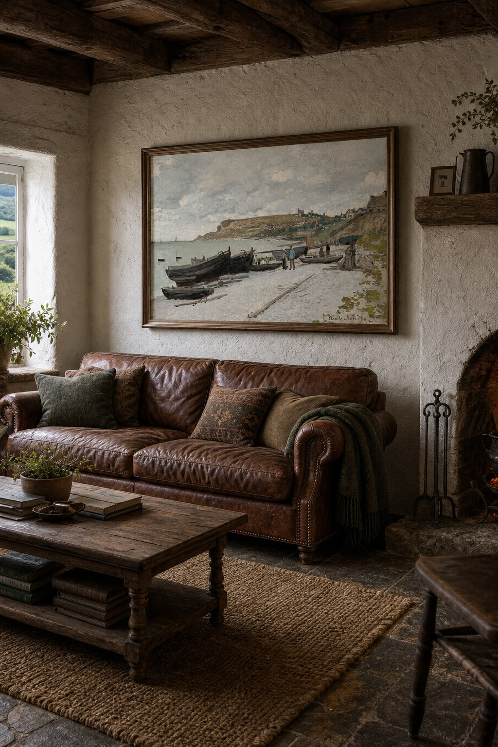 Low Tide art print shown to scale on a wall