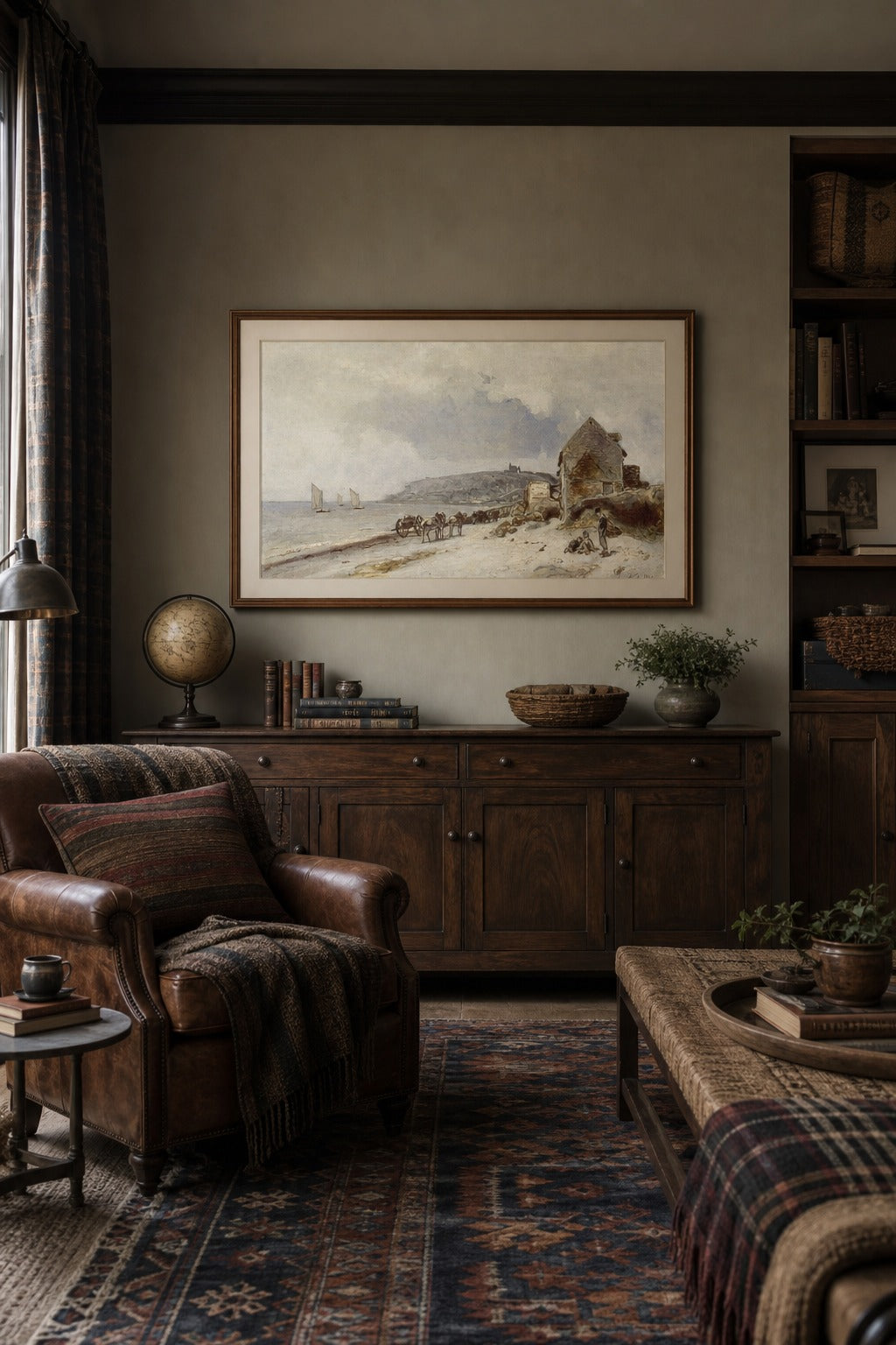 Low Tide art print shown to scale on a wall