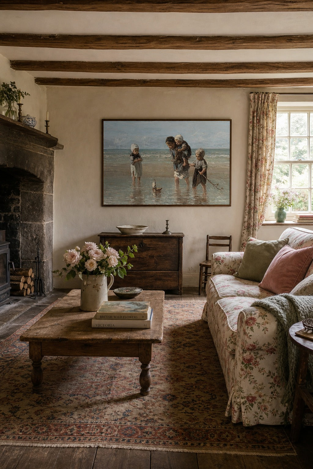 Low Tide art print displayed in a modern interior