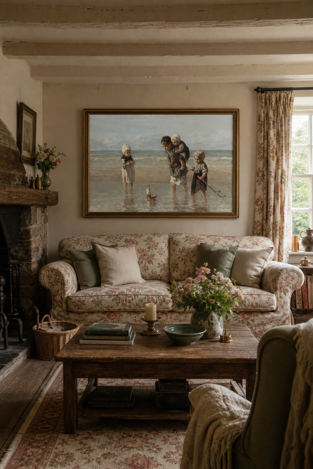 Low Tide art print shown to scale on a wall