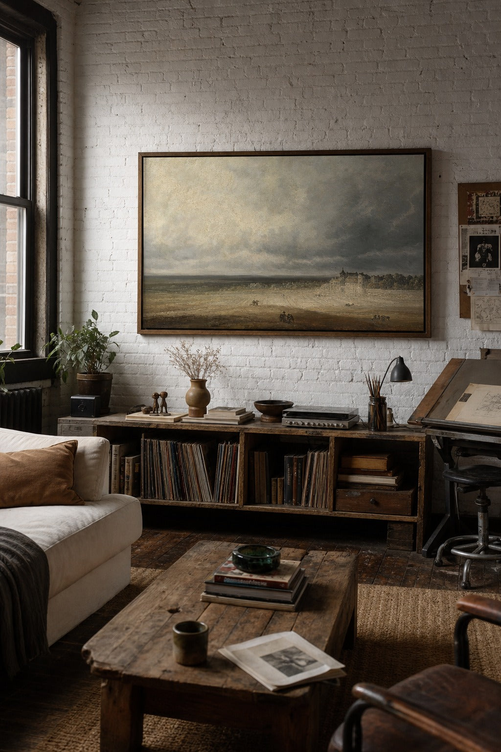 Lowland Storm art print shown to scale on a wall