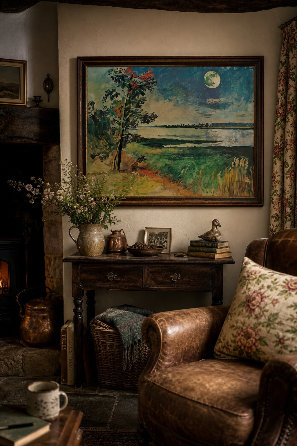 Marsh Moon art print, close-up detail view