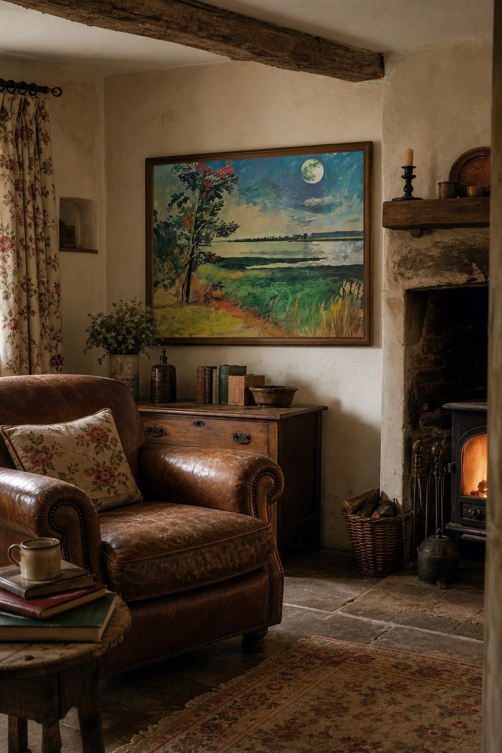 Marsh Moon art print, angled perspective view