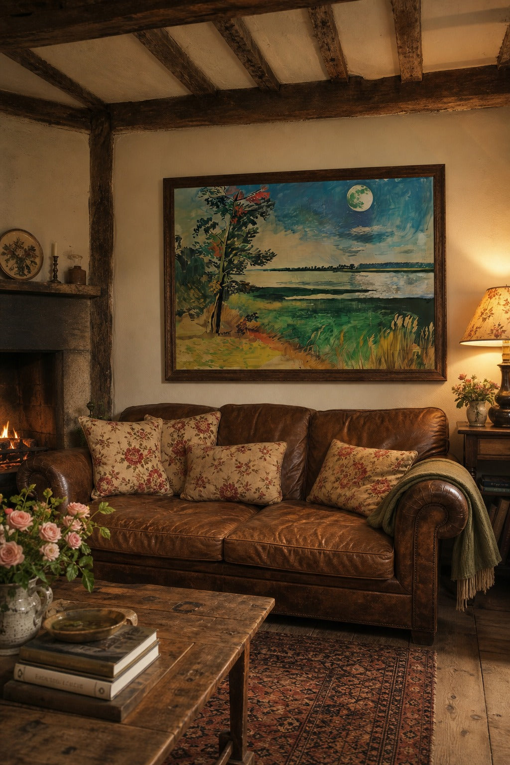 Marsh Moon art print shown to scale on a wall
