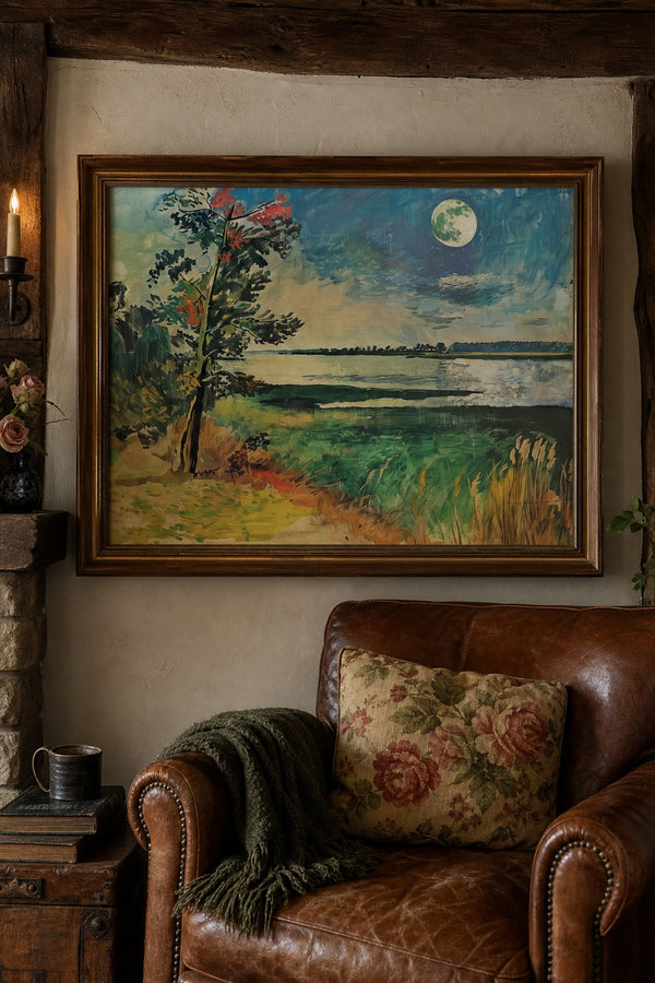 Marsh Moon art print on white background