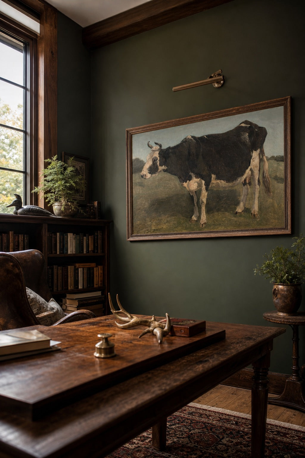 Meadow Cow art print, angled perspective view