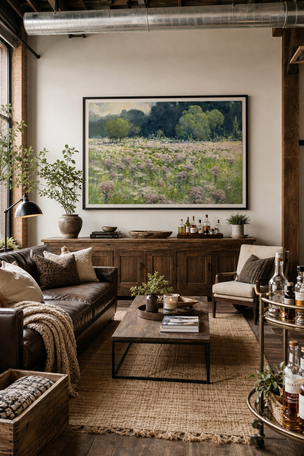 Midsummer Field art print shown to scale on a wall