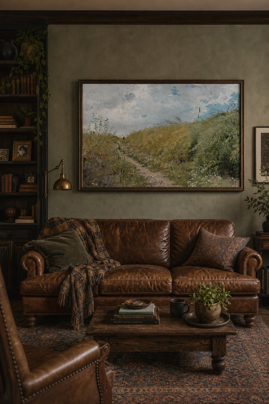 Midsummer Path art print shown to scale on a wall