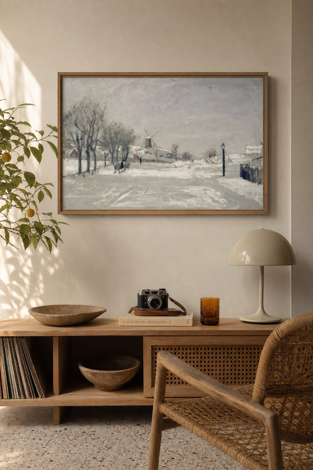 Mill in Snow art print, close-up detail view