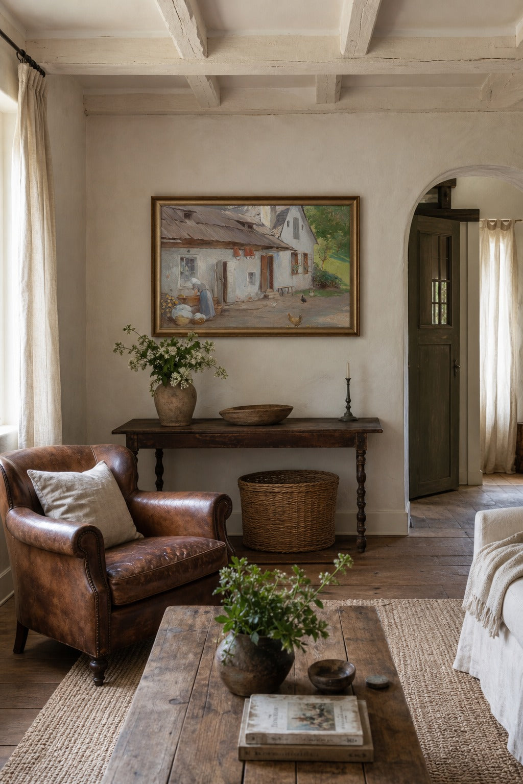 Morning Chores art print displayed in a modern interior