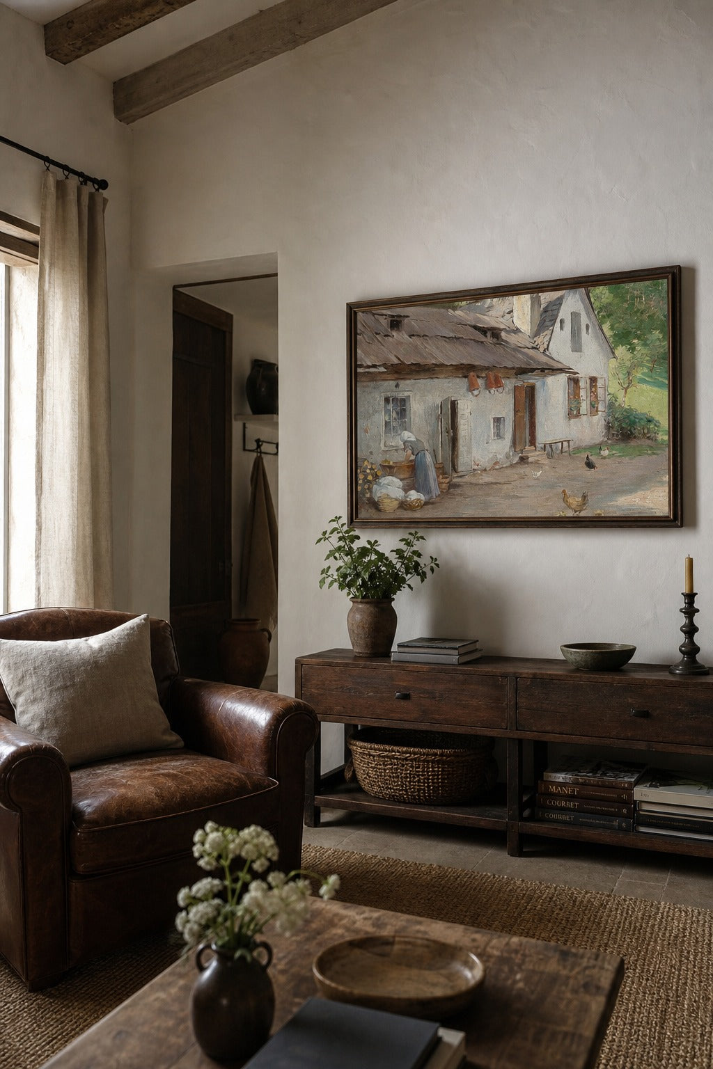 Morning Chores art print, angled perspective view