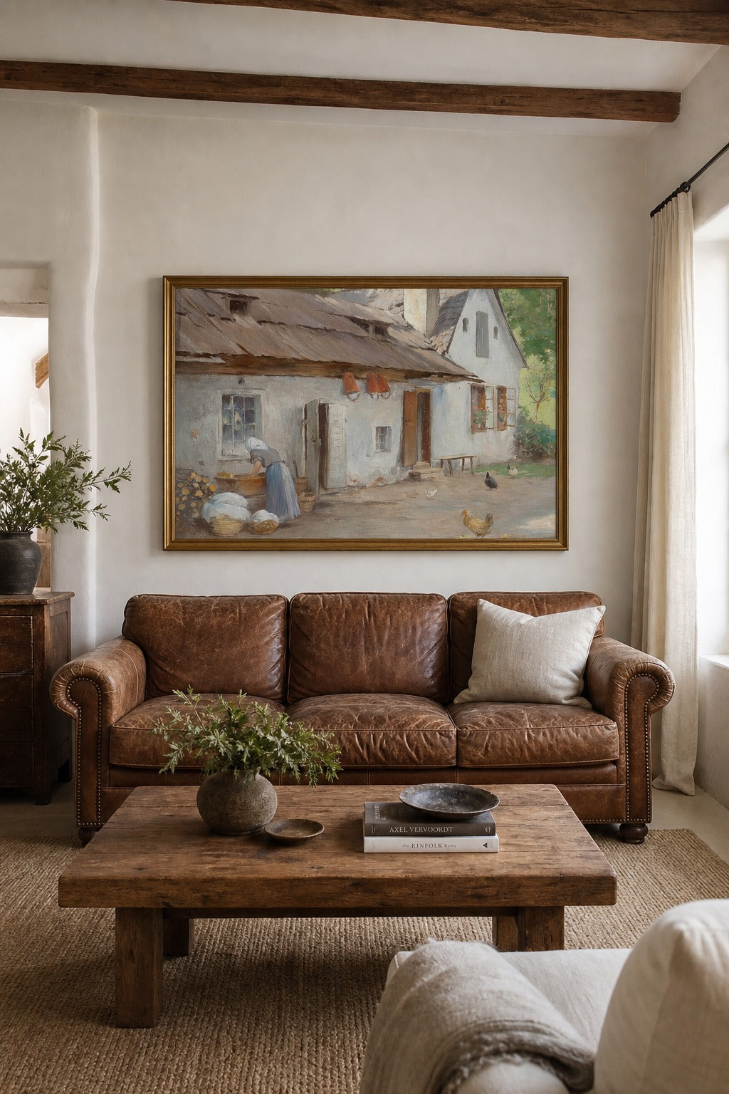 Morning Chores art print shown to scale on a wall