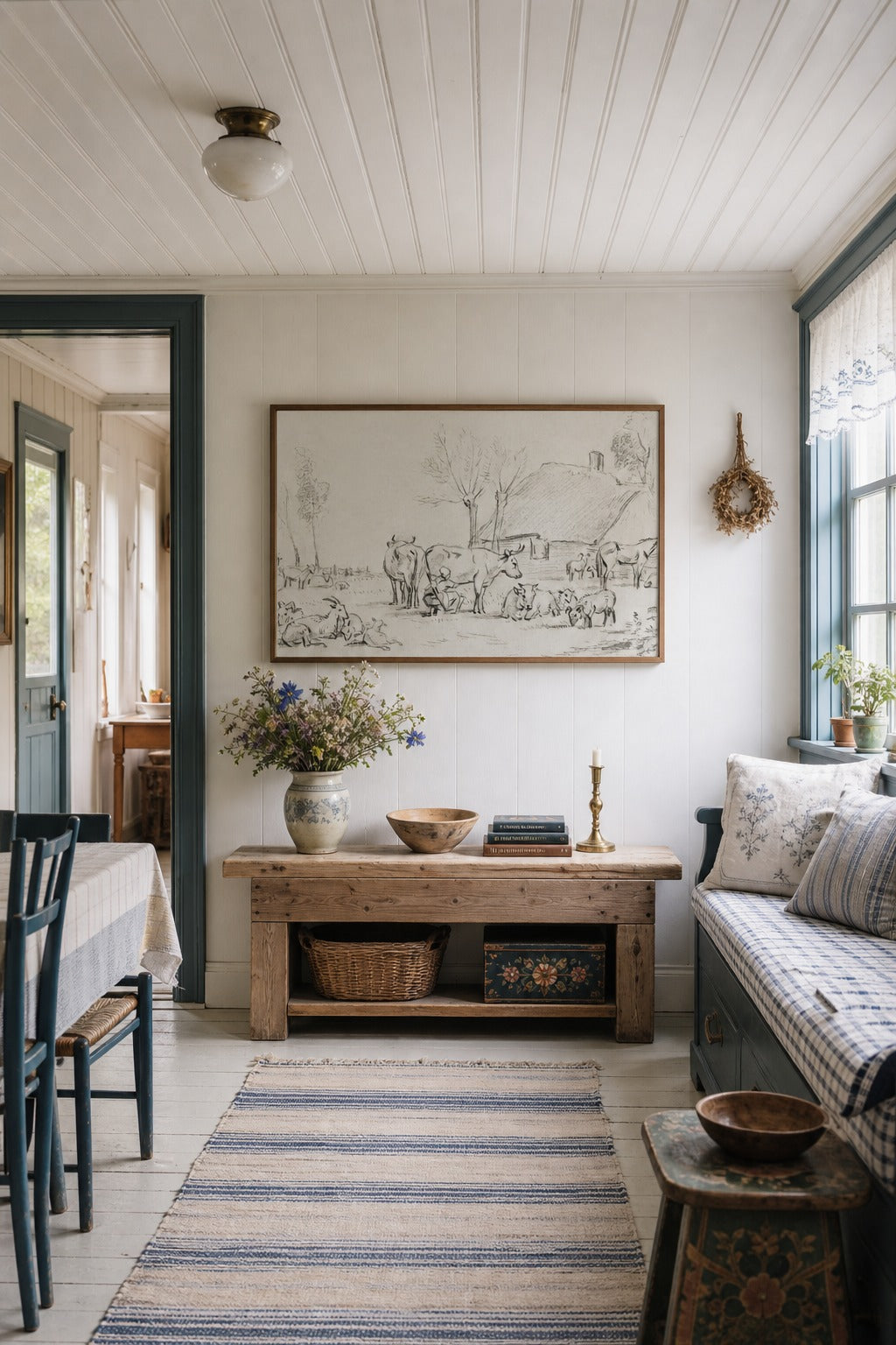 Morning Milking art print displayed in a modern interior