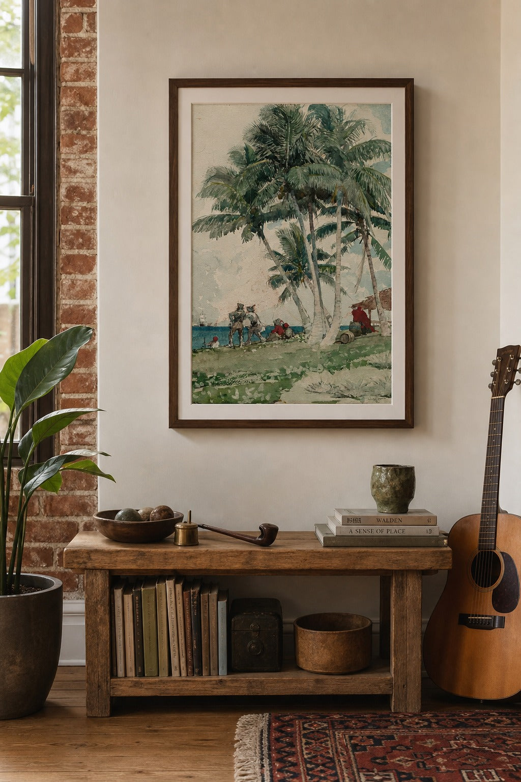 Nassau Palms art print, close-up detail view