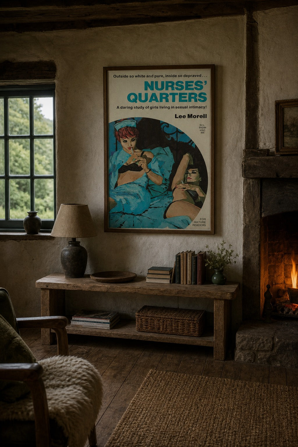 Night Shift art print shown to scale on a wall