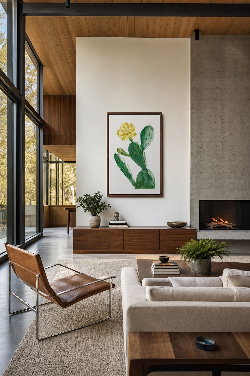 Nopal art print displayed in a modern interior