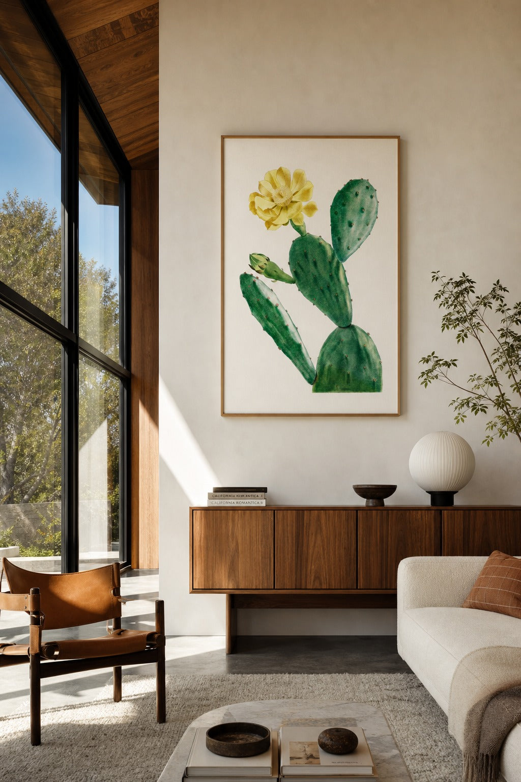Nopal art print shown to scale on a wall