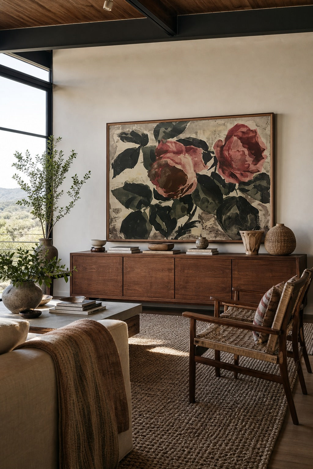 Old Bloom art print shown to scale on a wall