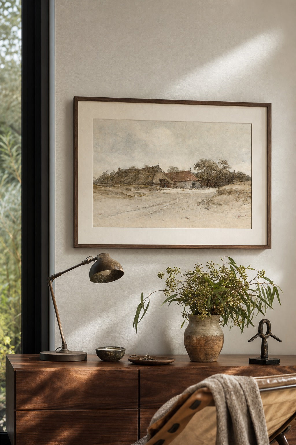 Old Farmstead art print, close-up detail view