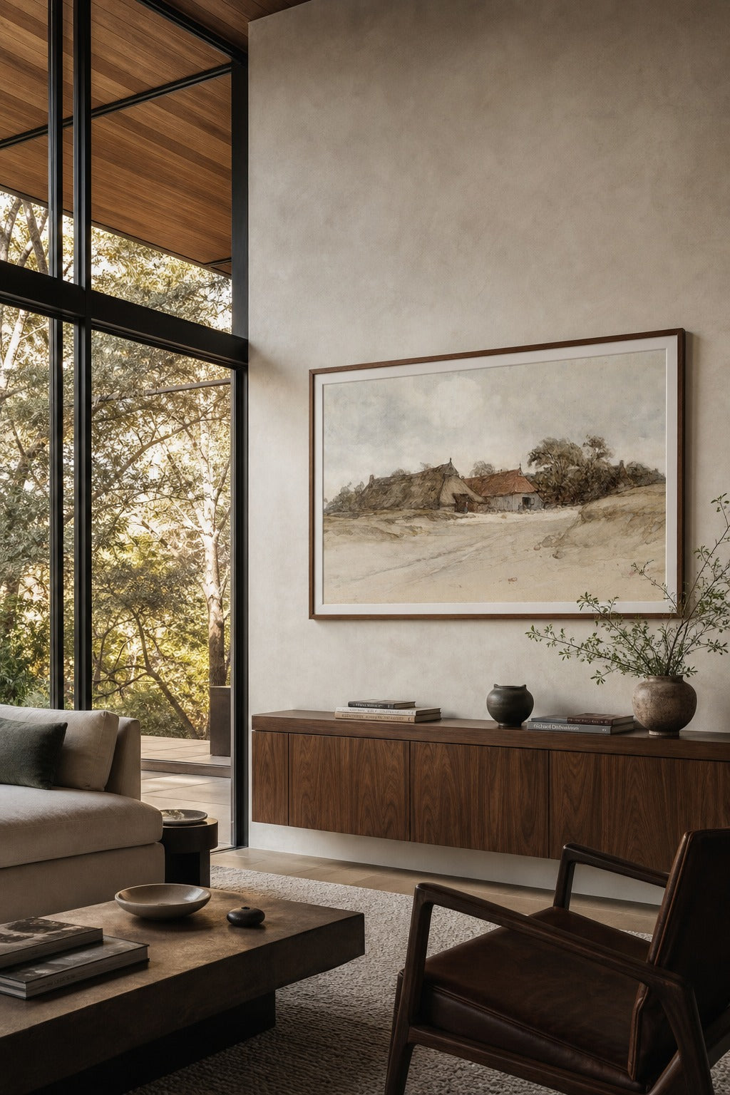 Old Farmstead art print, angled perspective view