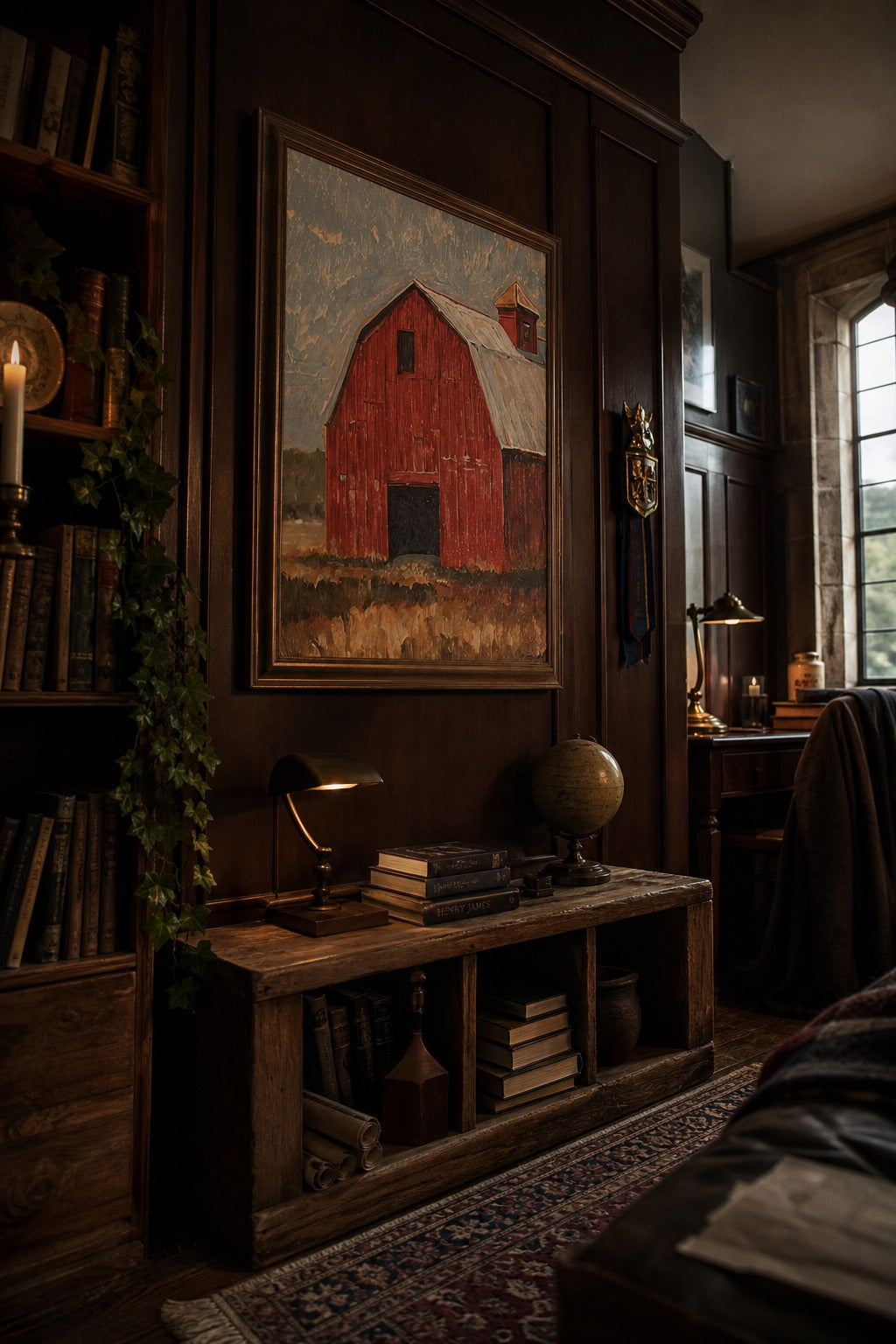 Old Gambrel art print, angled perspective view