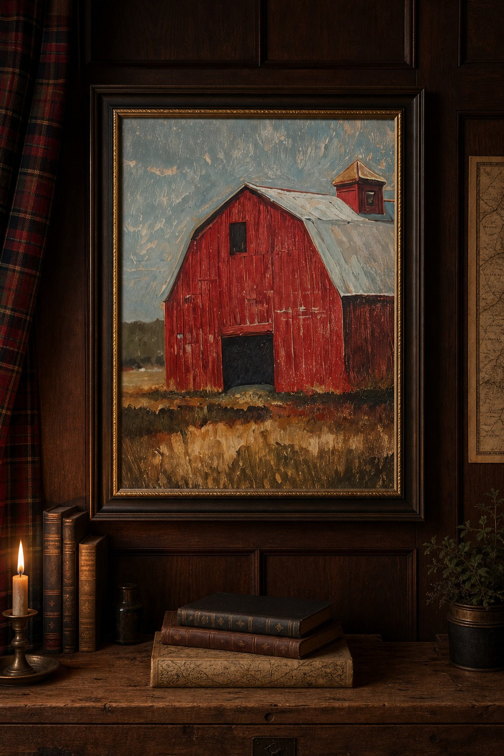 Old Gambrel art print on white background