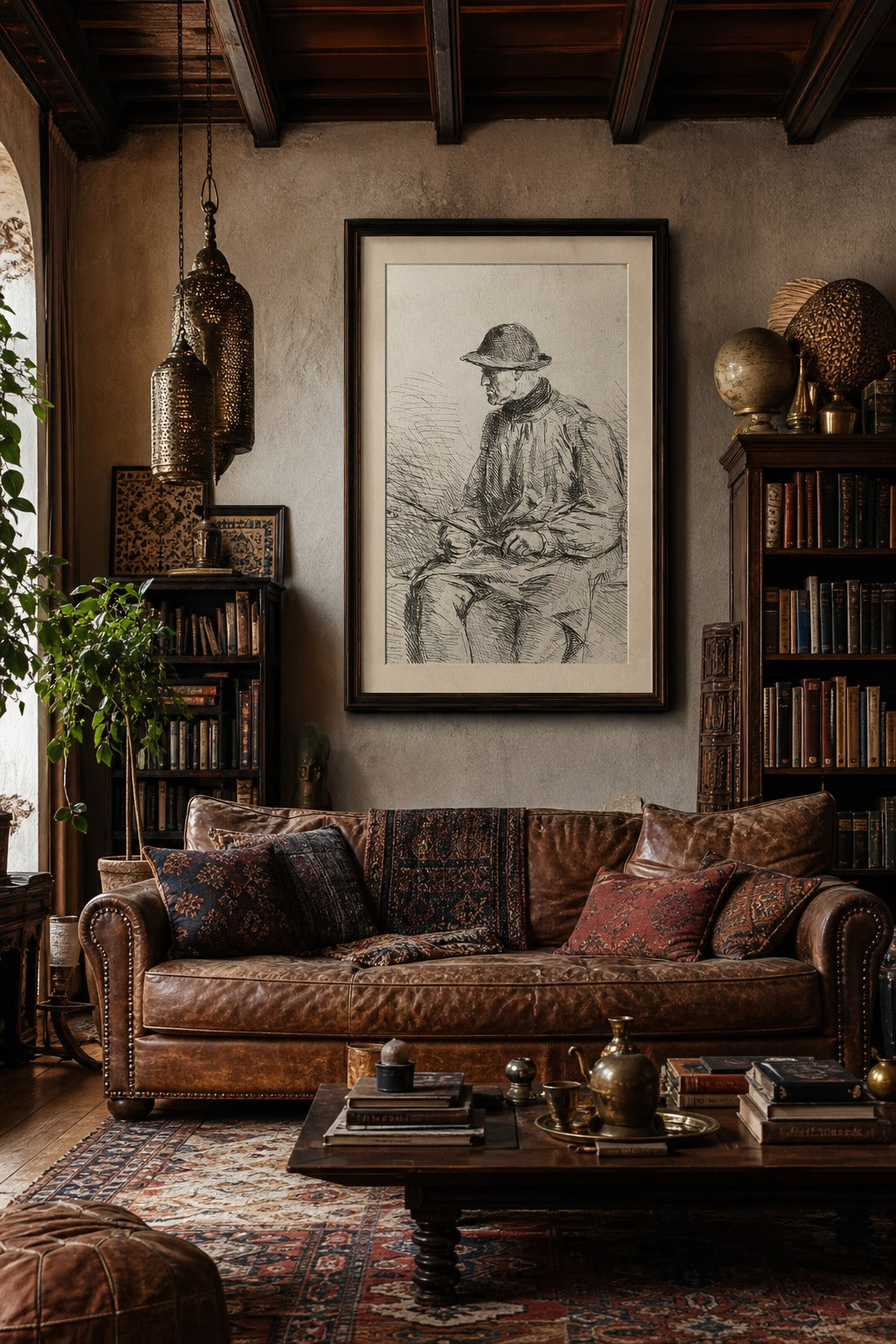 Old Hat art print shown to scale on a wall