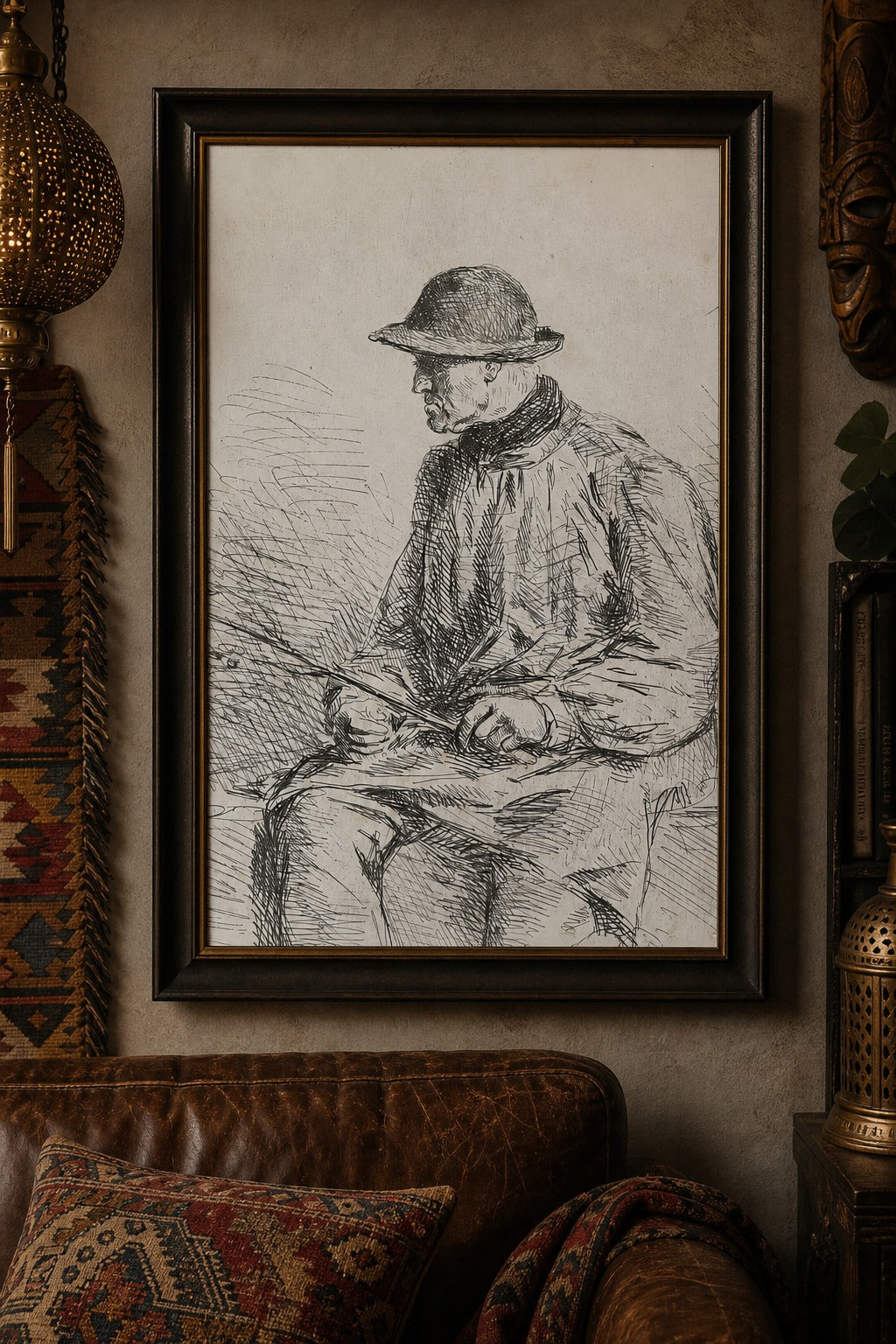 Old Hat art print on white background