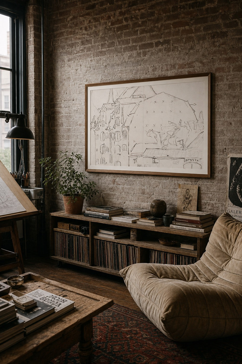 Old Quarter art print shown to scale on a wall