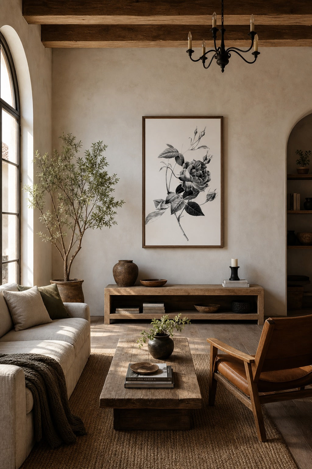 Old Rose art print displayed in a modern interior