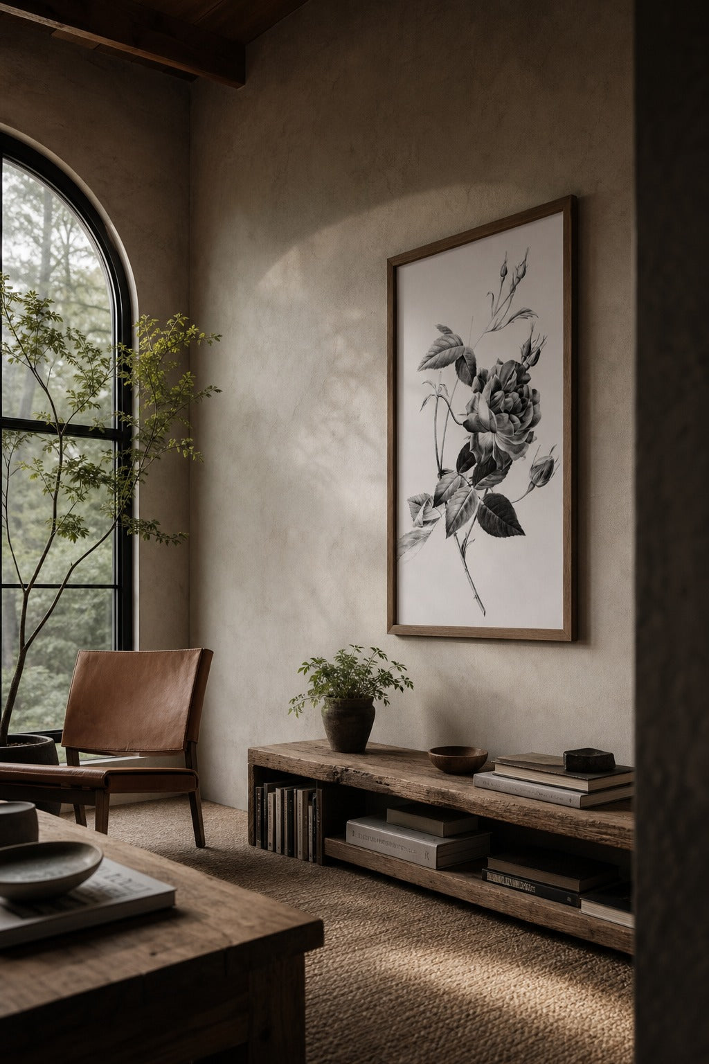 Old Rose art print, angled perspective view