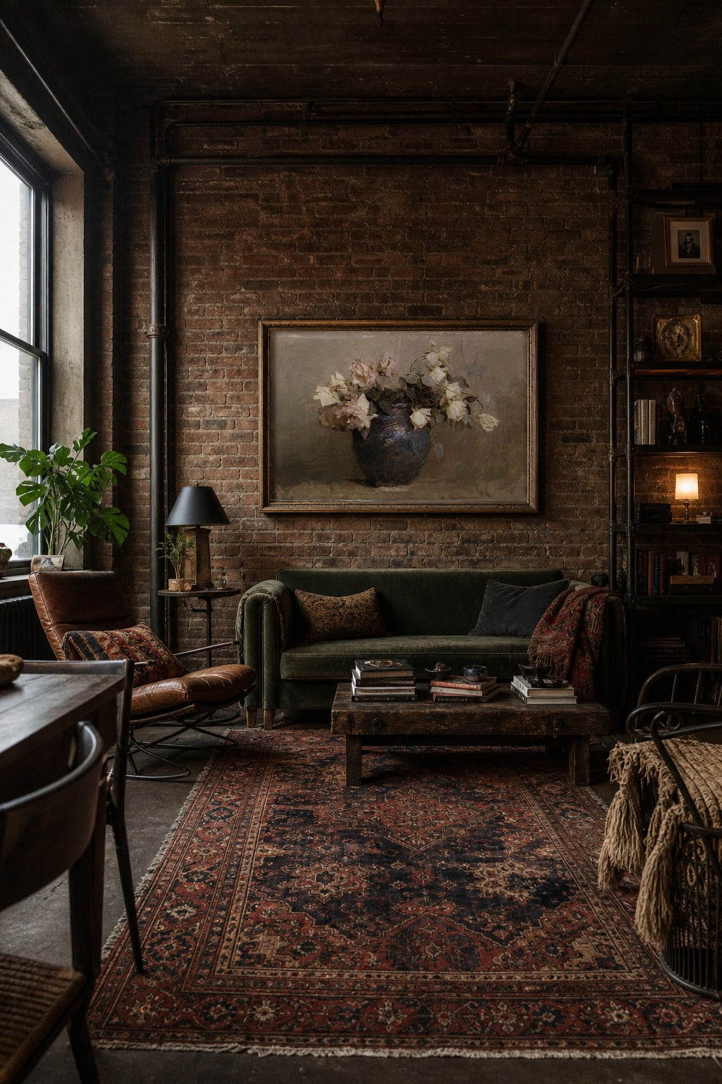 Old Roses art print displayed in a modern interior