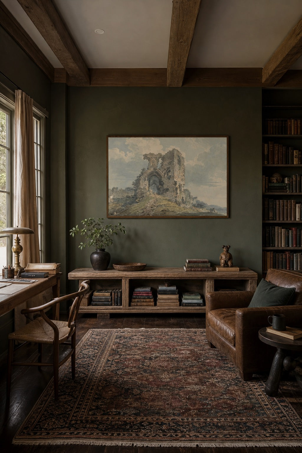 Old Ruin art print displayed in a modern interior