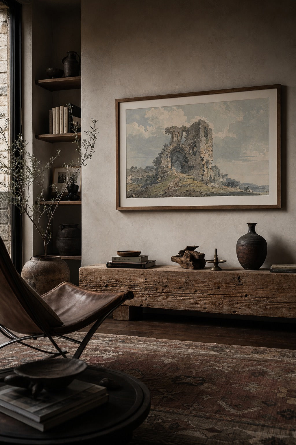 Old Ruin art print, angled perspective view