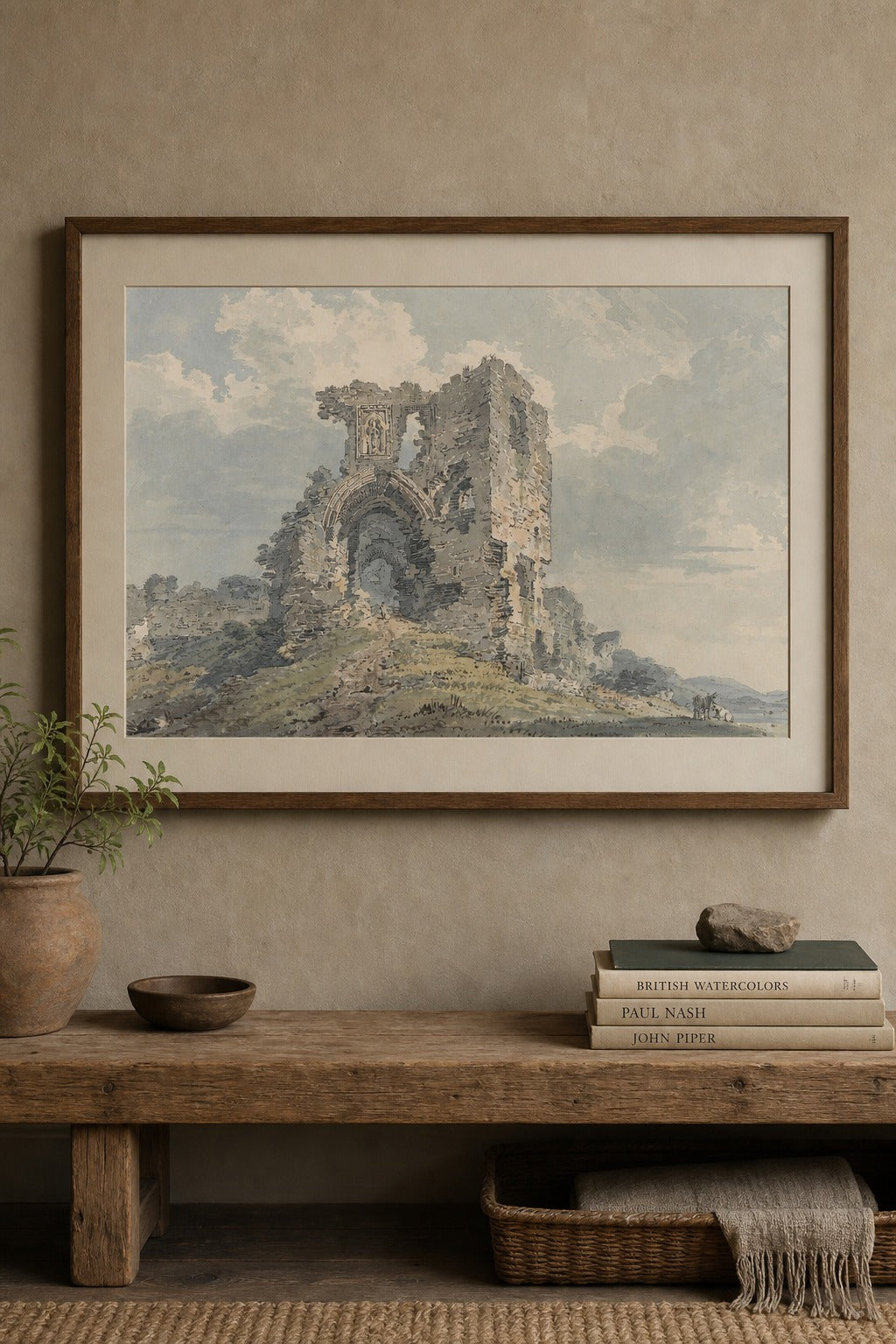 Old Ruin art print on white background