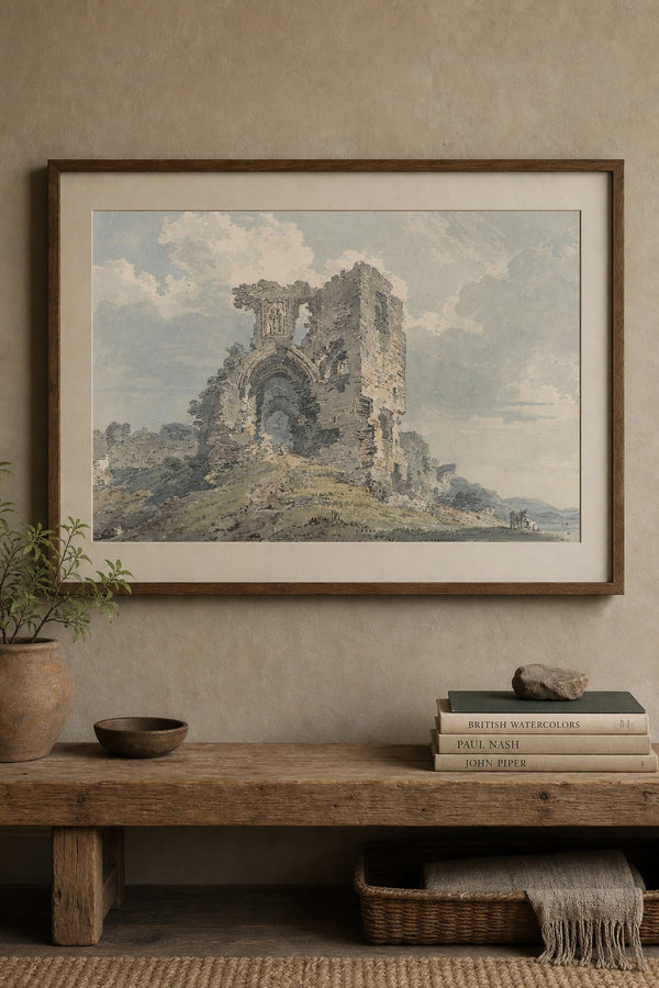 Old Ruin art print on white background
