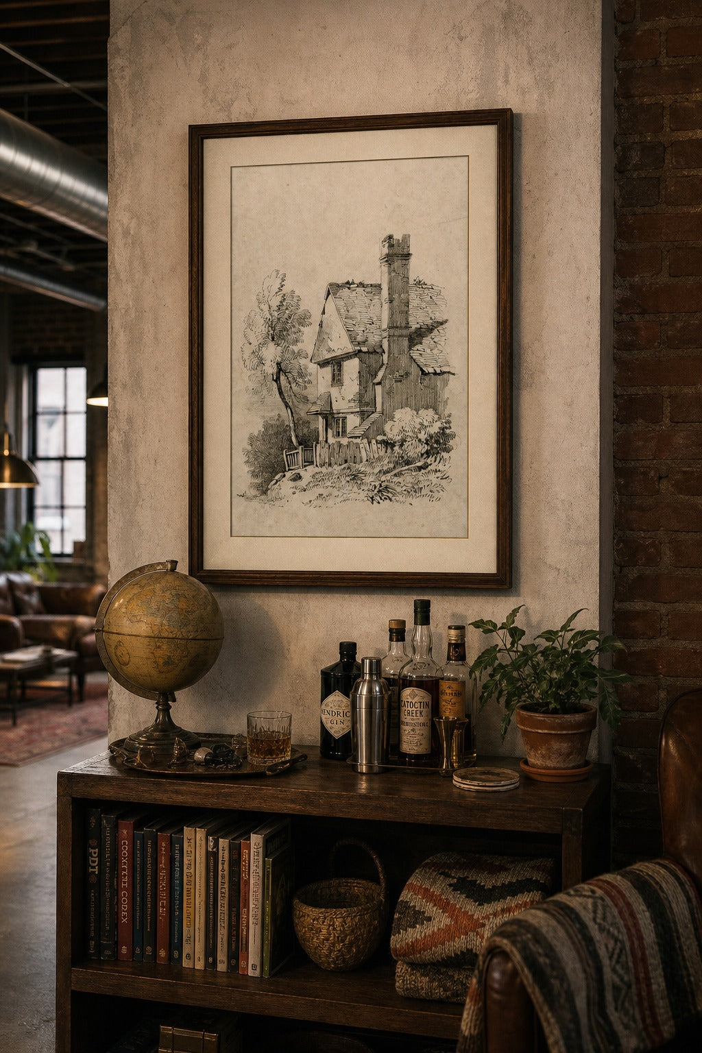 Old Thatch art print, close-up detail view