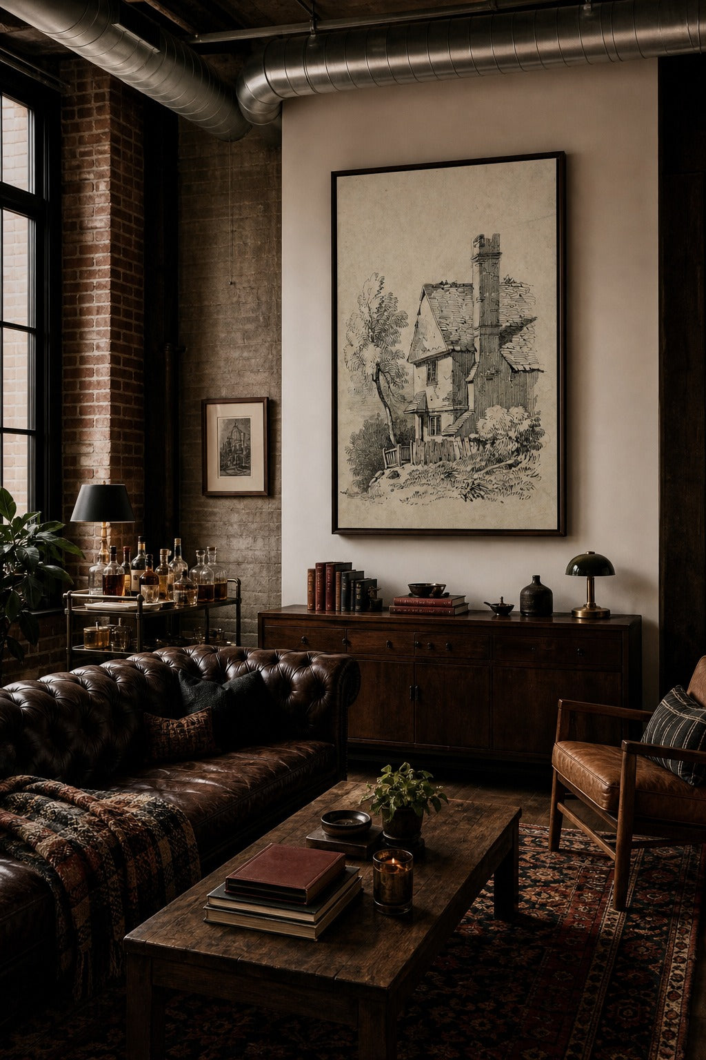 Old Thatch art print shown to scale on a wall