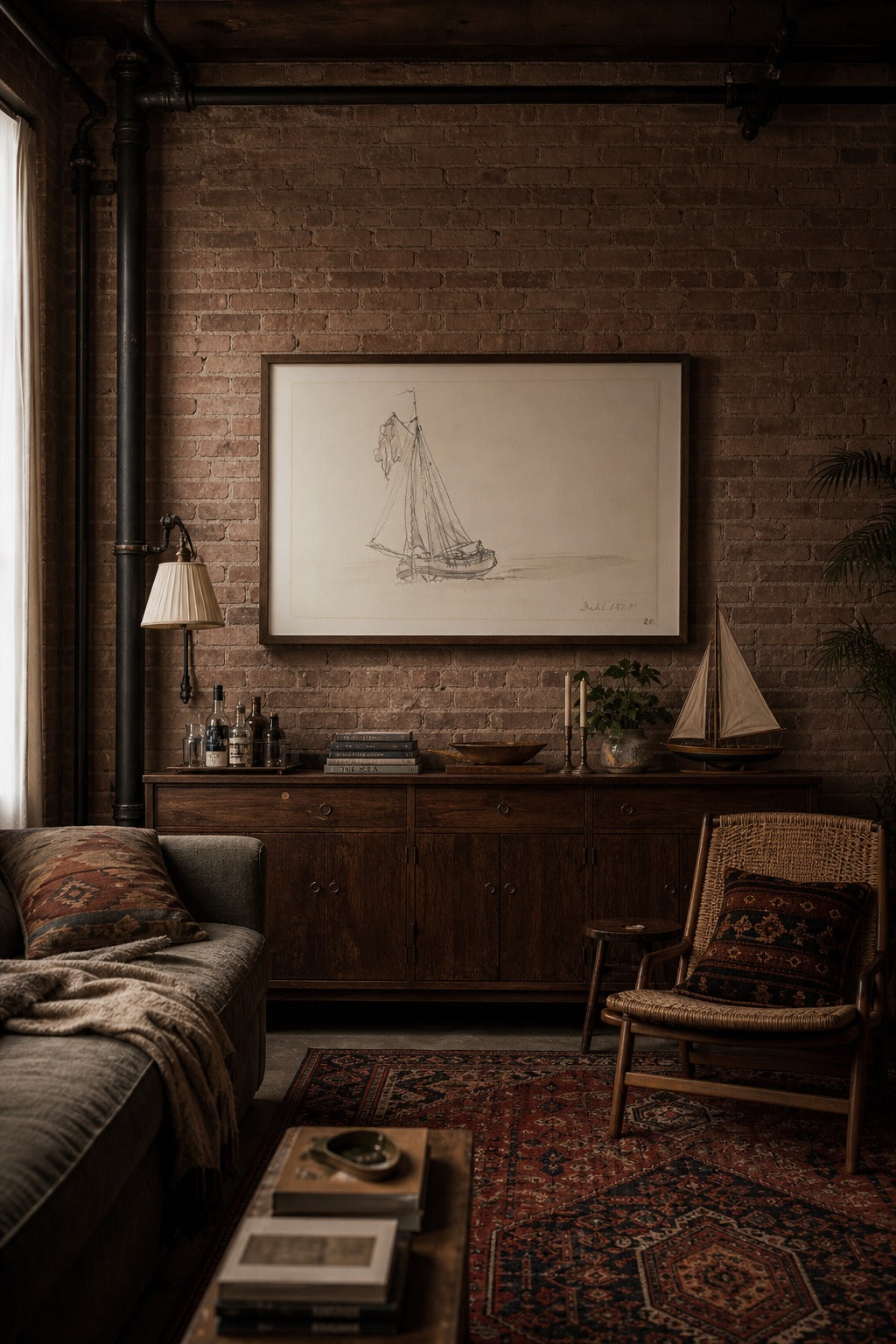 Open Water art print shown to scale on a wall