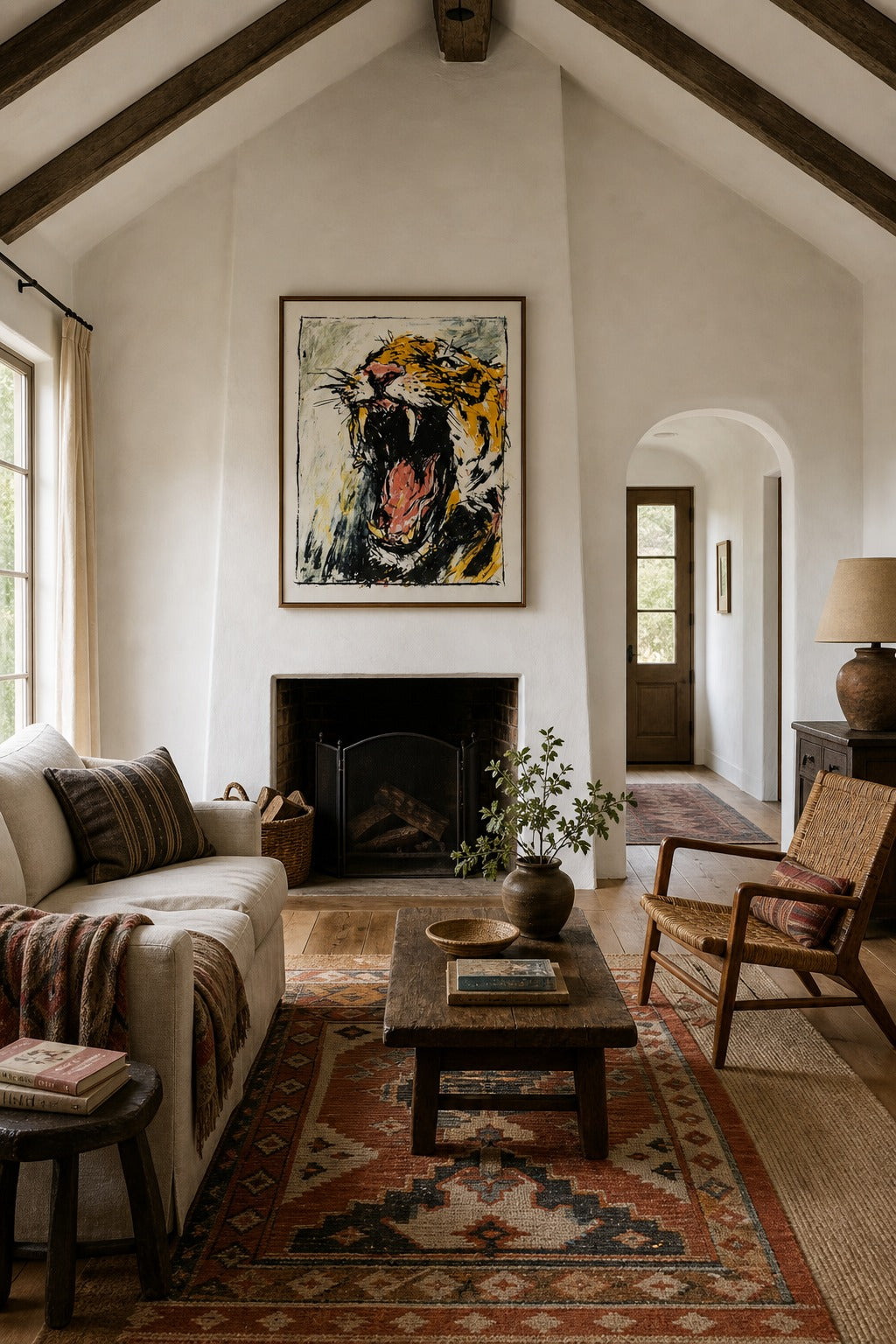 Open Wide art print displayed in a modern interior