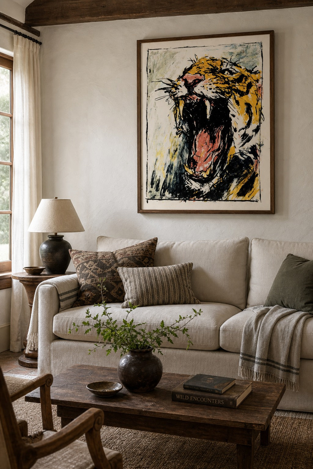 Open Wide art print shown to scale on a wall