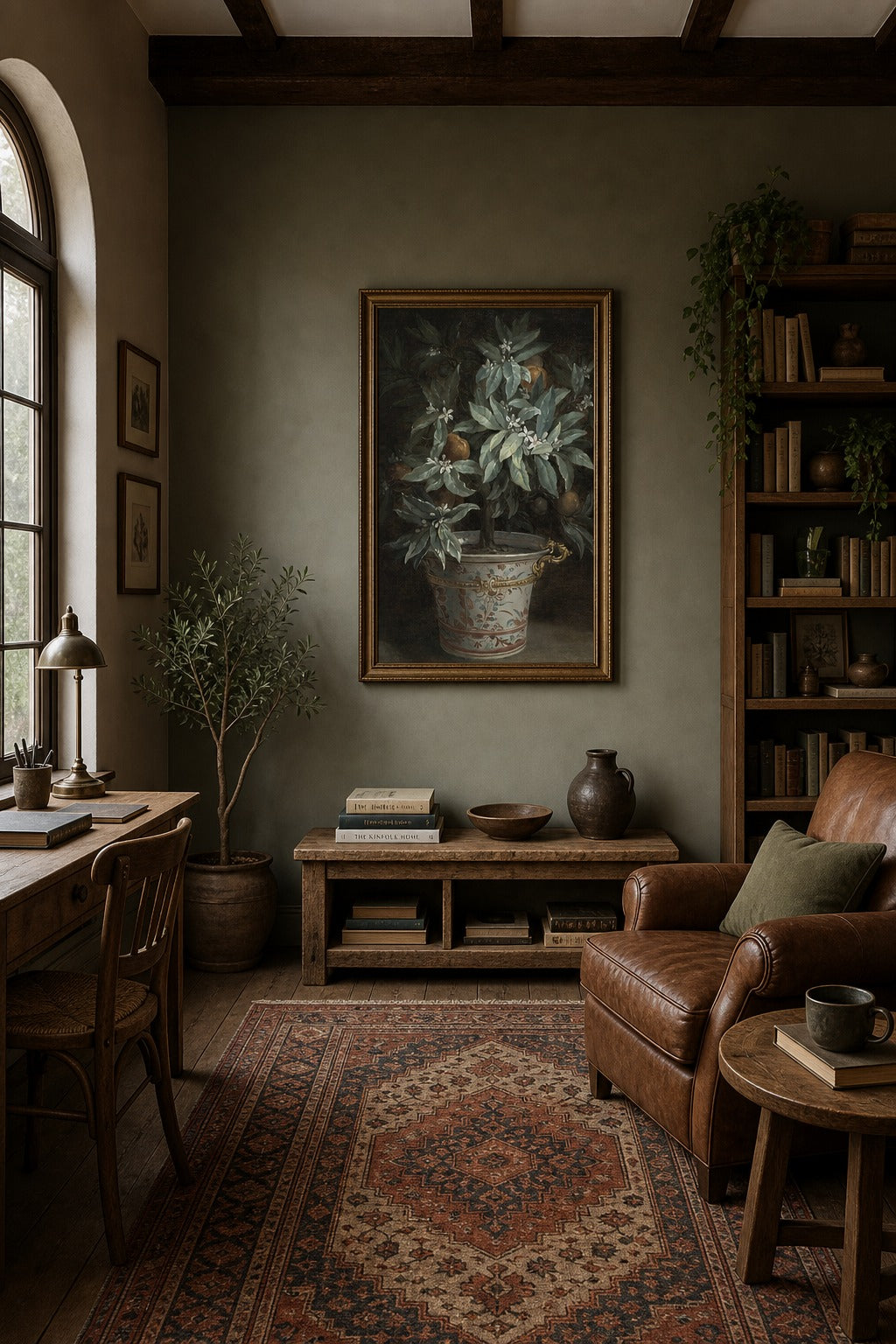 Orange Blossom art print displayed in a modern interior