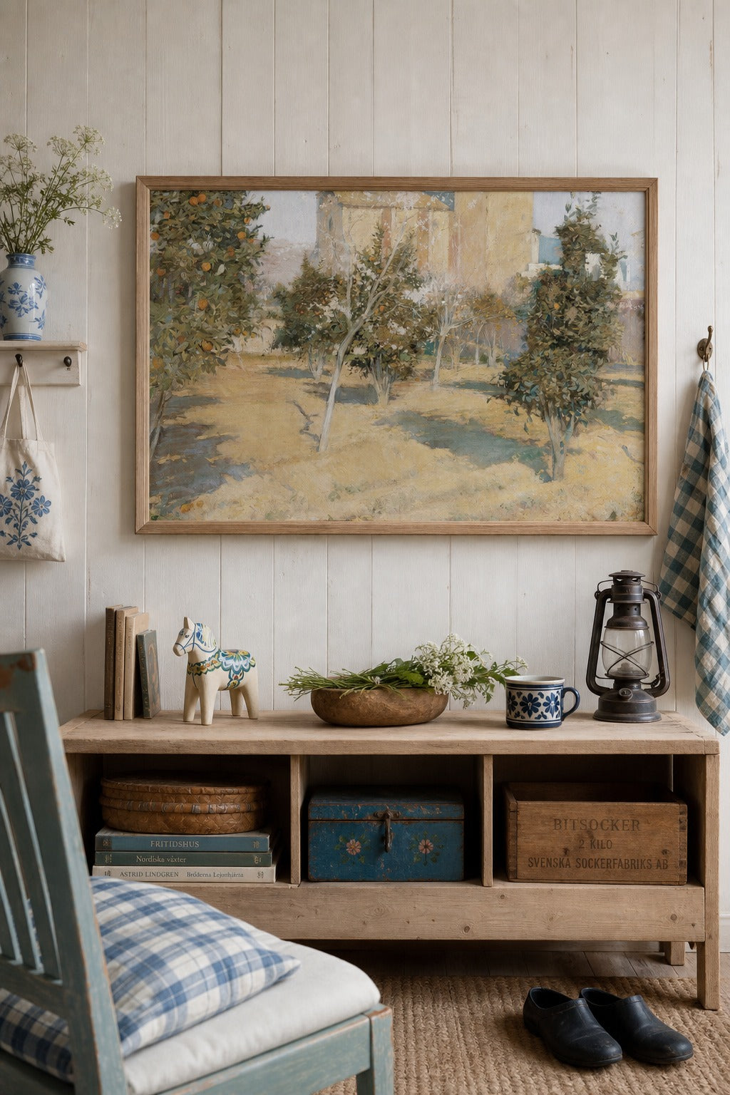 Orange Grove art print, close-up detail view
