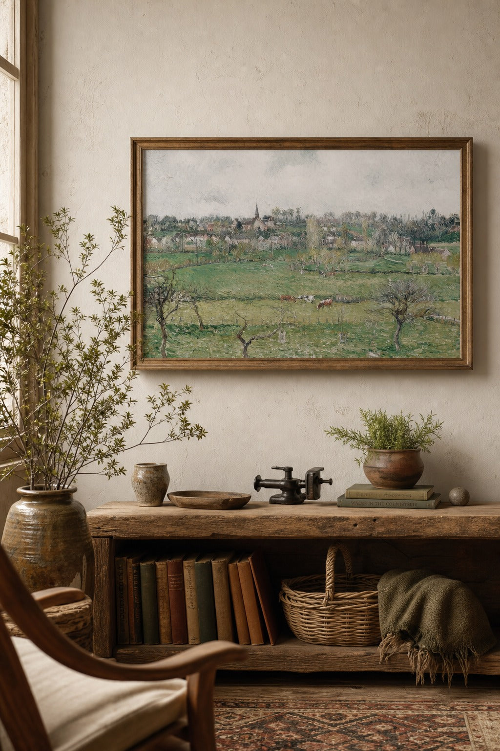 Overcast Pasture art print, close-up detail view