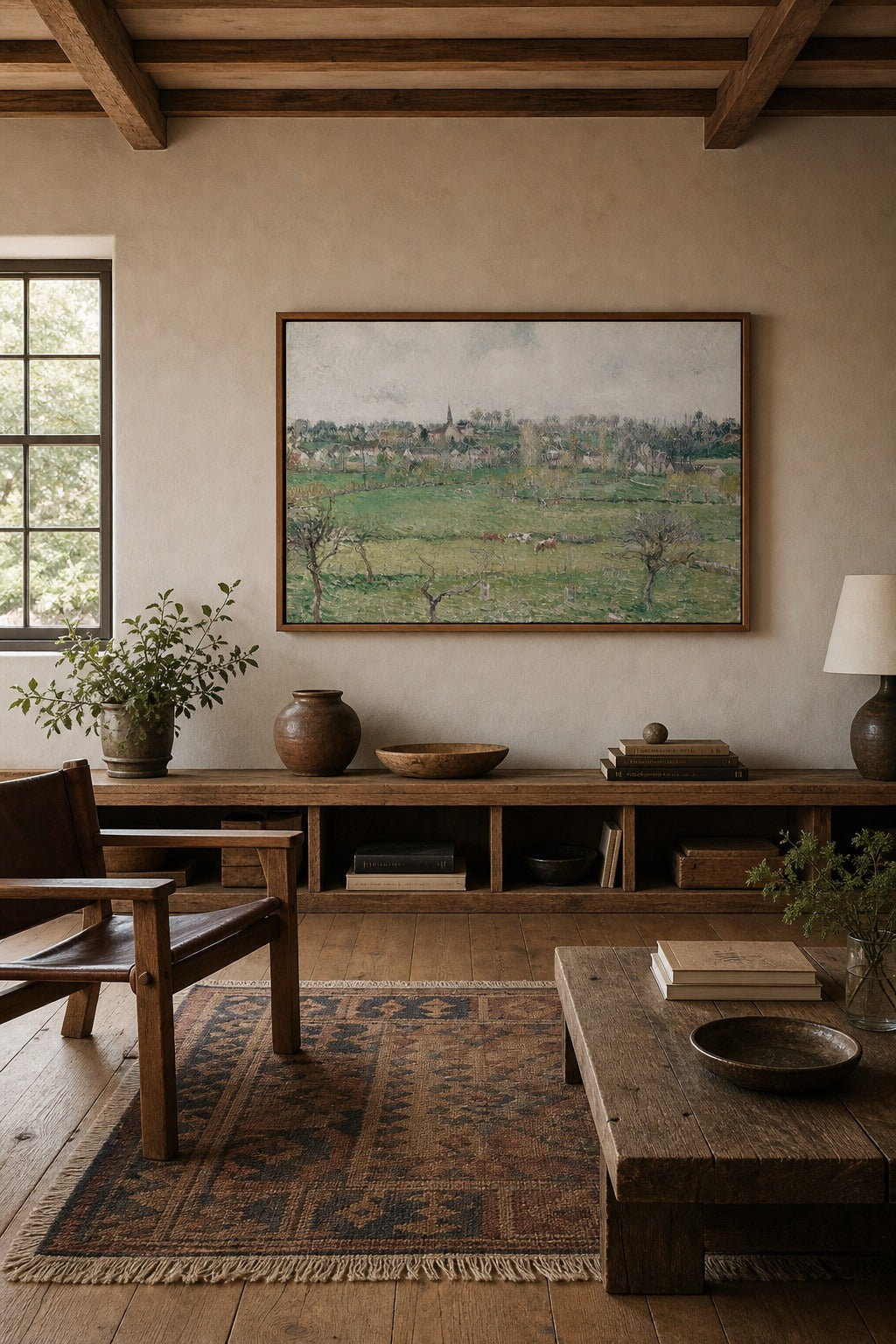 Overcast Pasture art print displayed in a modern interior